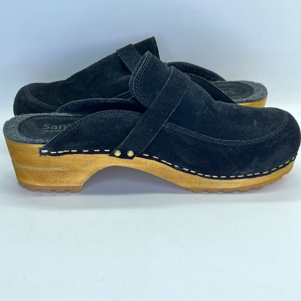 Sanita Women's Lissy Clog Size 42 in Black Open Back Wood Sole Slip Resistant - Picture 10 of 16